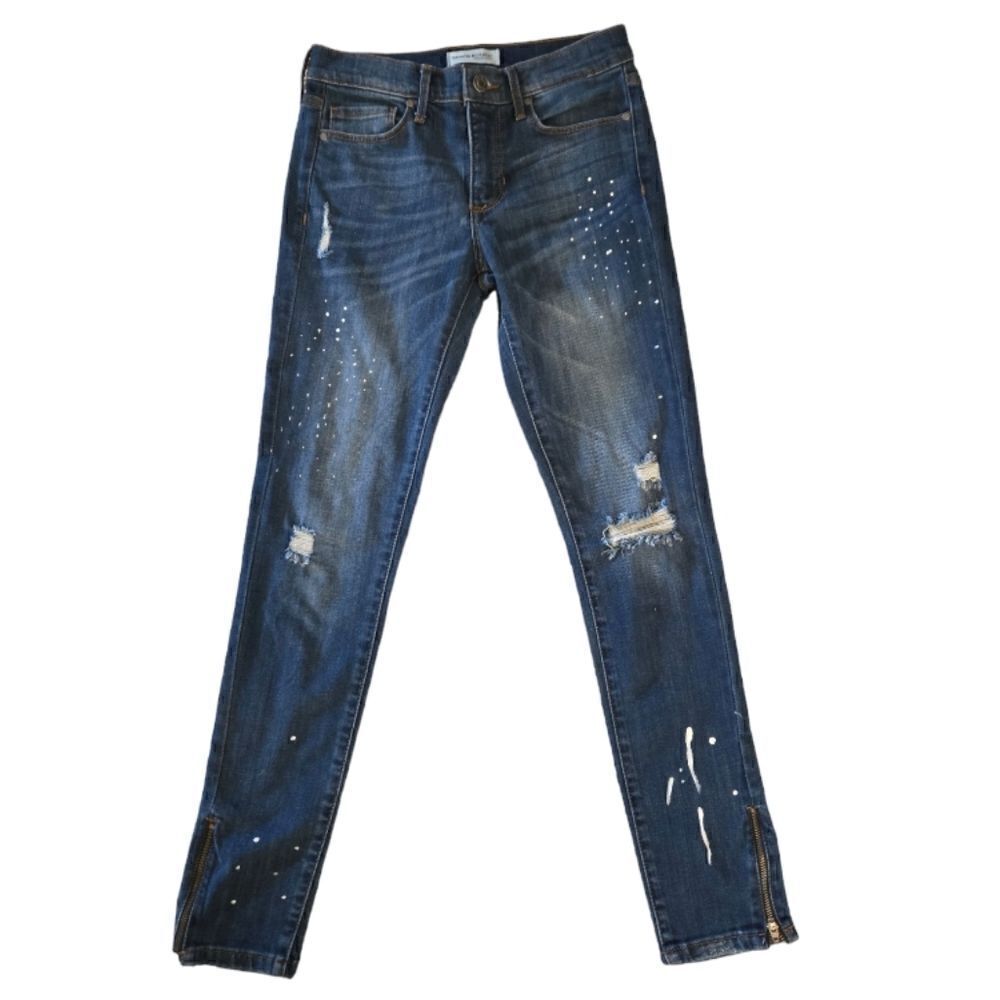 EC BANANA REPUBLIC SKINNY ANKLE DISTRESSED & PAINTED JEANS SZ.25 (XS)